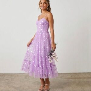 Betsey Johnson Bustier Corset Heart Mesh Midi Dress